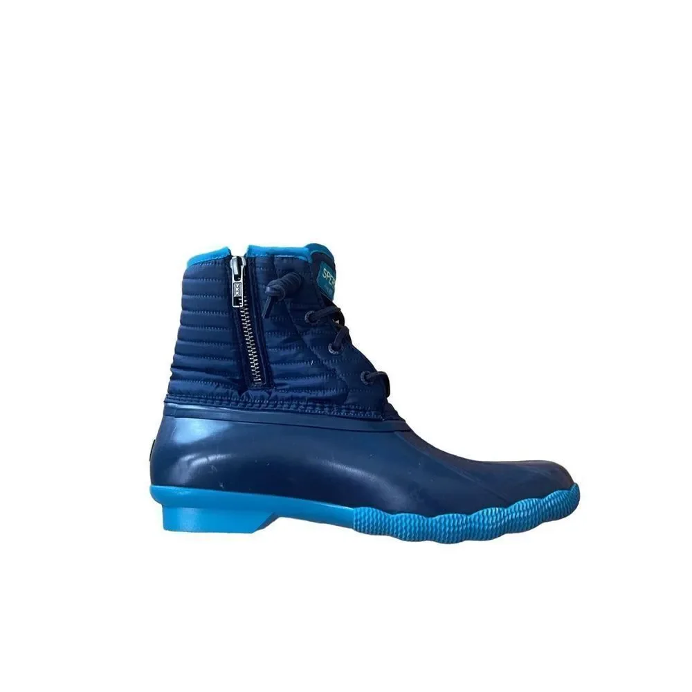 Sperry Womens Navy Blue Top Sider Saltwater Puff Duck Rain Boot STS86707 Size 8